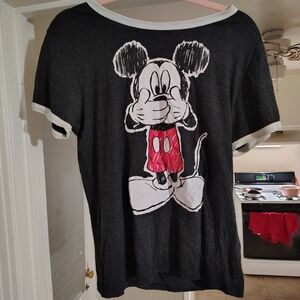 Disney Black and Red Mickey Mouse Tee Vintage inspired old school distressed fun